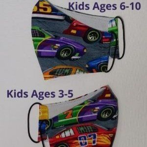 Race Car Kids Face Masks - Machine Washable